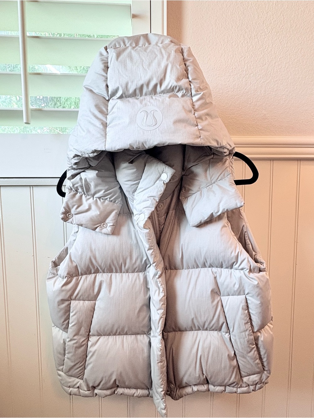 lululemon athletica Light Gray Puffer Vest with Hood - women